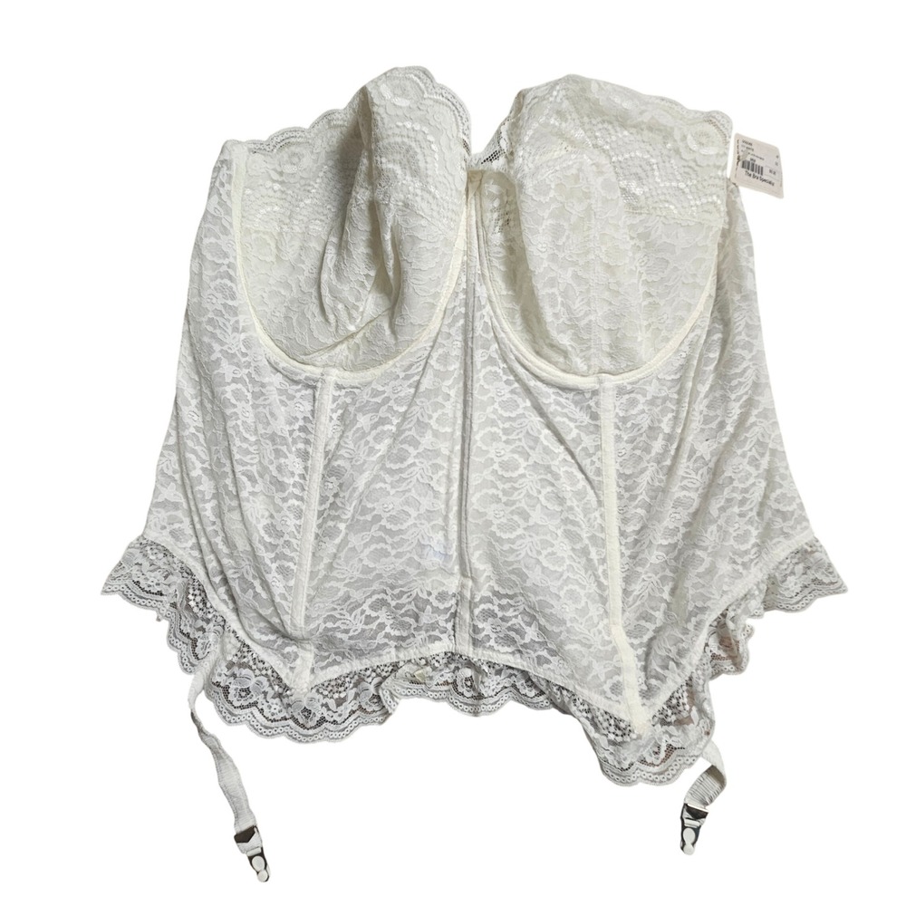 Goddess All Over Lace High Back Bustier Corset Bridal Garter 48DD 711 White NWT